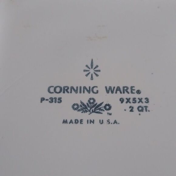 CorningWare White Baking Dish Corn Flower Blue Floral Design - Picture 3 of 6